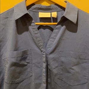 Chico's Satiny Feel Blue Button Down Shirt